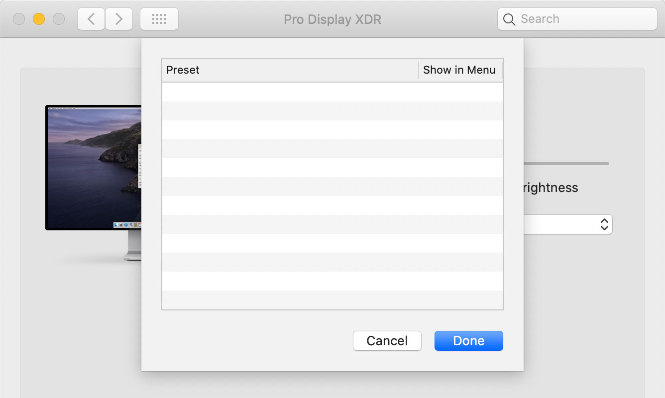 Apple Pro Display XDR presets not showing up after firmware update